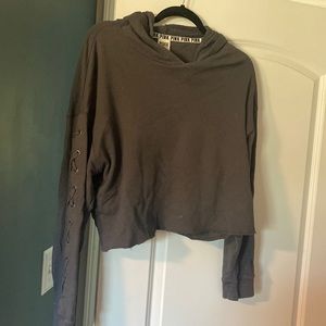 PINK Gray cropped hoodie